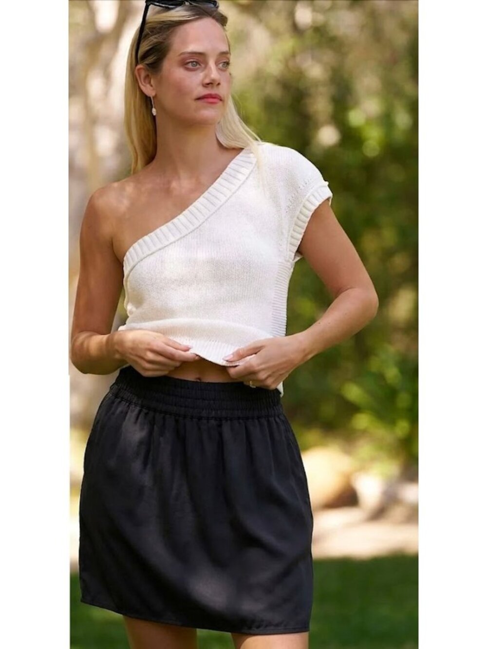 SheBird Satin Mini Skirt With Built In Shapewear Shorts Black Size M Travel Boho
